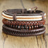 Modern Handmade Braided Wrap Leather Bracelets for Men In Vintage Style With Life Tree Rudder Charm Wood Beads Ethnic Tribal Wristbands