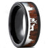 Black Tungsten Hunting Ring Wedding Band Wood Inlay Deer Stag Silhouette Ring