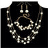 Bridal Simulated Pearl Jewellery Sets for Women's Dresses Accessories Cubic Necklace Earrings Set Gold Color