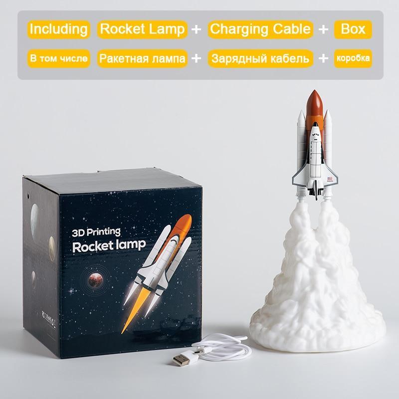 NEW Popular Space Shuttle Lamp and Moon lamps In Night Light By 3D Print For Space Lovers Rocket Lamp