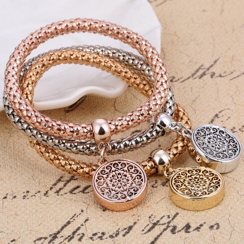 Crystal Owl Heart Charm Bracelets And Bangles Gold Alloy Elephant Anchor Pendants Rhinestone Bracelets For Women