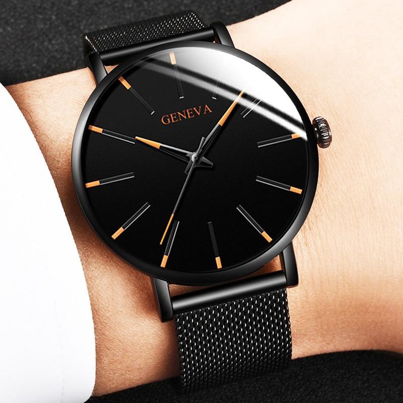 2020 Minimalist Men's Fashion Ultra Thin Watch Simple Men Business Stainless Steel Mesh Belt Quartz Watch Relogio Masculino