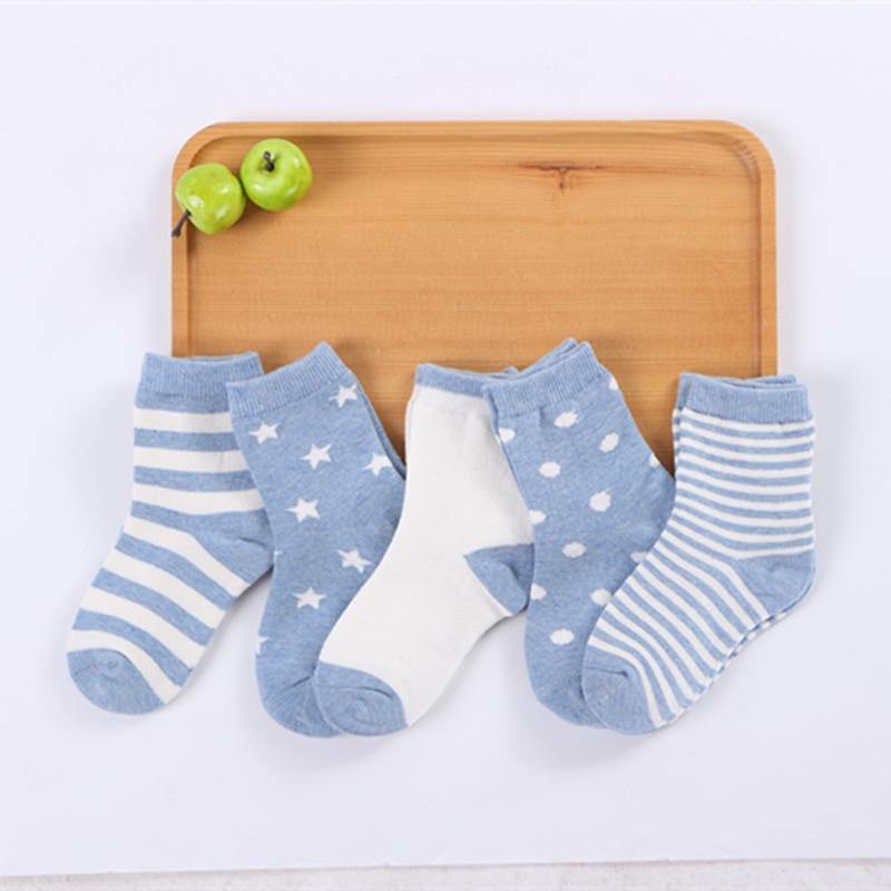 Luxury Modern 5pair Socks Set Kids Soft Cotton Socks Baby Cute Cartoon Warm Dots Fashion Sport Socks For Firls and Boys Kids