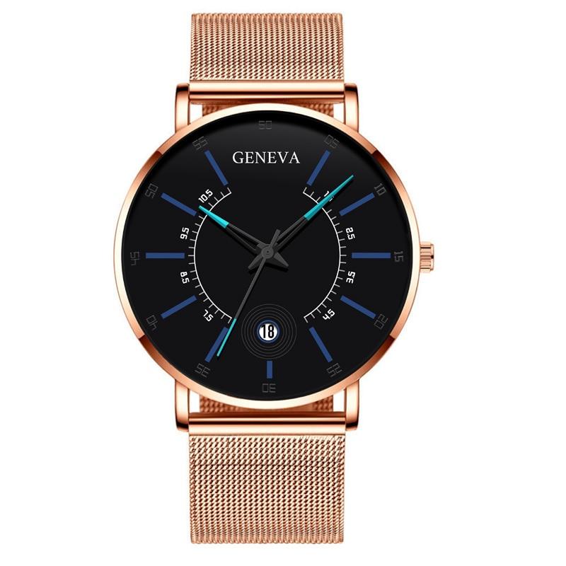 Men Watches Luxury Fashion Mens Business Watch Ultra Thin Stainless Steel Mesh Belt Quartz Wrist Watch For Men's and Boys