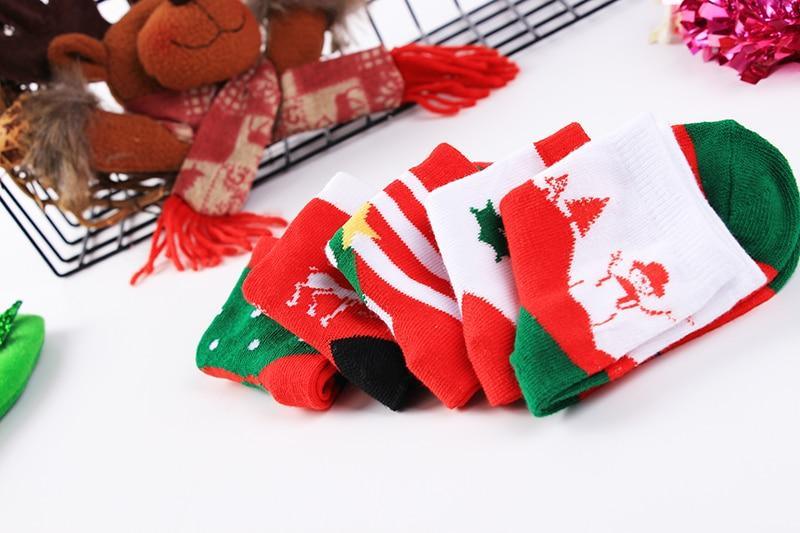 5Pairs Baby Christmas Socks for Lovely Boy/Girls, Cotton Red Gift Socks In elegant New Year Christmas Style For Baby Kids Set