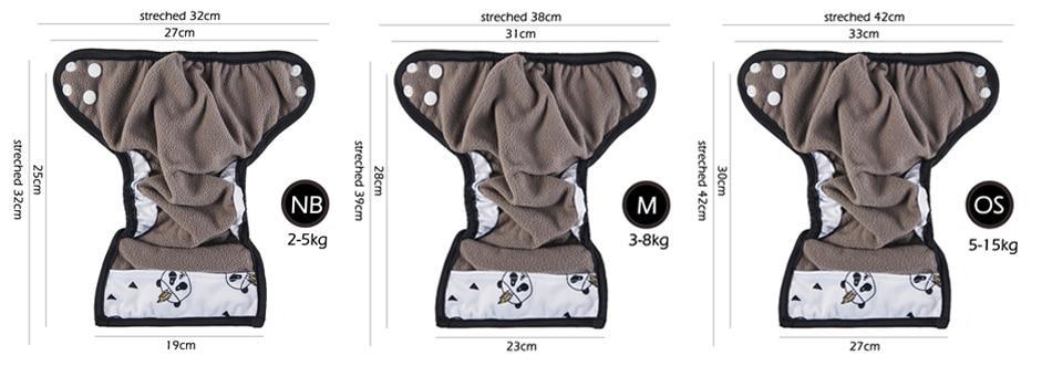 Newborn Pocket Diaper Cloth Diapers Bamboo Charcoal Inner Waterproof PUL Outer Double Gussets Nappies for Baby