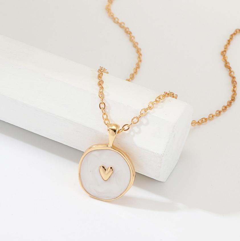 Women Long Simple Stars Moon Heart Round Double Layer Golden Necklace And Earrings Luxury Jewelry Style Cool Gift