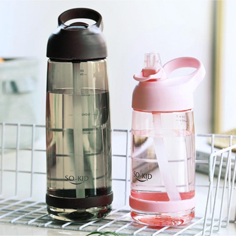 Portable Water Bottle With Straw Healthy Plastic Travel Drinkware Sports Shaker Drink Bottles For Kids