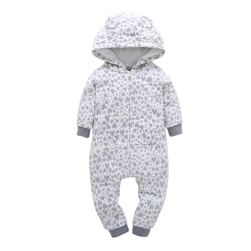 Modern Popular Fashion Newborn One Piece Fleece Hooded Jumpsuit Long Sleeved Baby Body suits Romper For Girls and Boys Kids