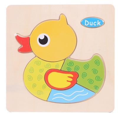 Baby Toys Wooden 3D Puzzle Cartoon Animal Intelligence Kids Educational Brain Teaser Children Tangram Shapes Learning