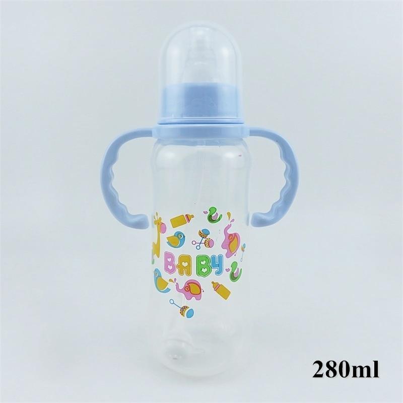 Unisex Baby 150/280ml Wide Mouth Soft Silicone Cover Straw Drinking Milk Bottle For Newborn Nursing Product With Handle