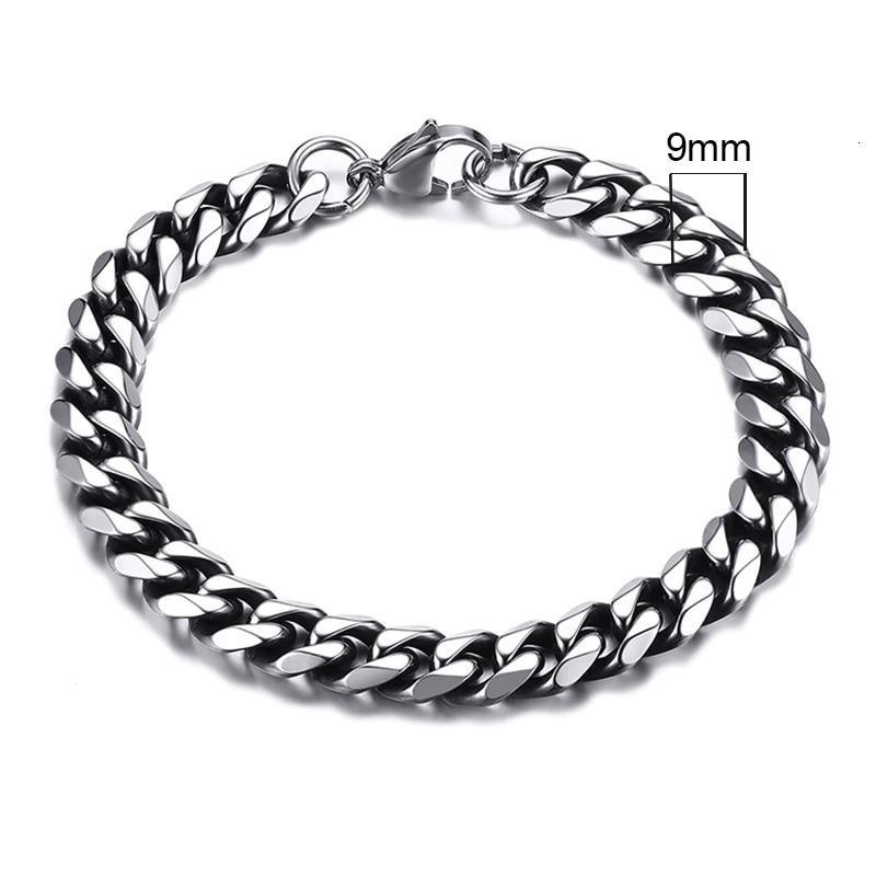 Luxury Popular Mens Simple 3-11mm Stainless Steel Curb Cuban Link Chain Bracelets for Women and Men Unisex Wrist Jewelry Brecelet