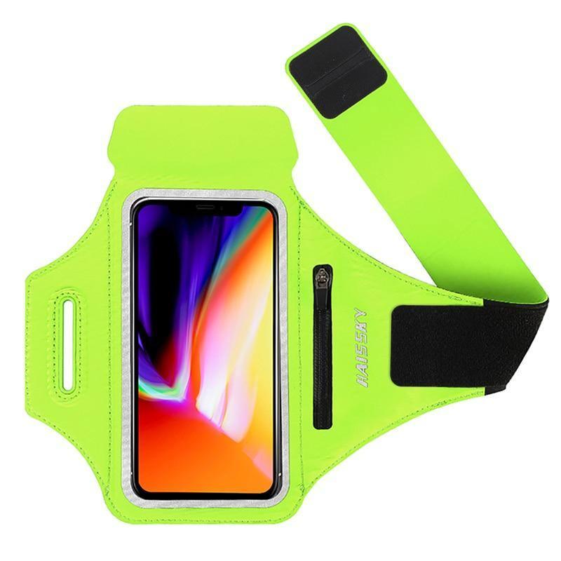 Sports Green Armbands Zipper Running Bag Phone Case Holder Wrist Arm Band Holder Pouch Case For Exercise Workout