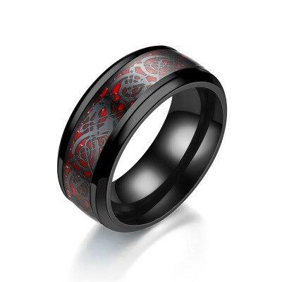 2020 New Men Fashion 316L Stainless Steel Golden Dragon Man's Ring Blu-ray Fluroscent  Celtic Tungsten Rings Simple Fashion High Quality Jewelry Design