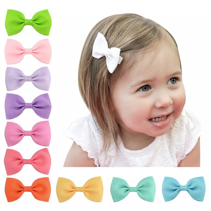 Colorful Mini Bow Tie Hair Clip Small Sweet Solid Ribbon Bow Safety Hair Clips Hairpins Baby Girl Hair Accessories