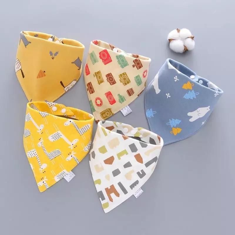 Trend 5PCS/SET Pack Baby Cotton Cartoon Saliva Towel Bandana Bibs For Baby Feeding Accessory For Baby Kids