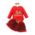 Newborn  Toddler Baby Girls Christmas Cartoon Romper Bodysuit+Bowknot  Skirt Set Dress Unique Design