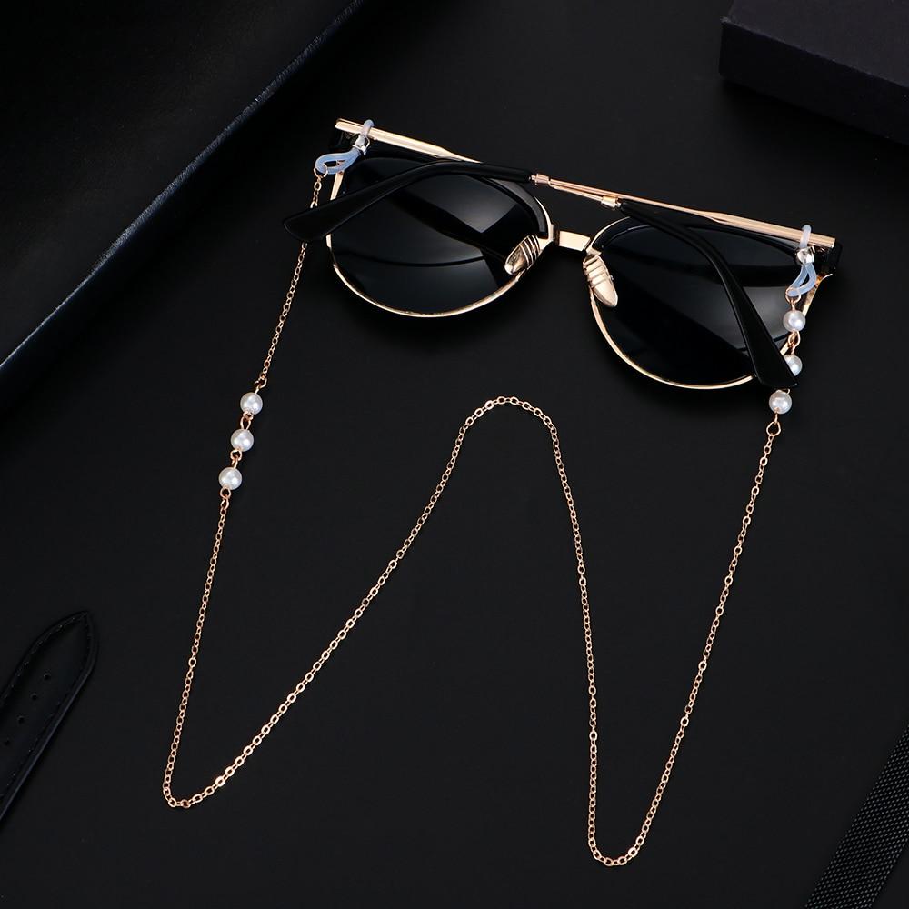 Women Pearls Sunglasses Chains Gold Eyeglasses Chains Sunglasses Holder Necklace Eyewear Accessories