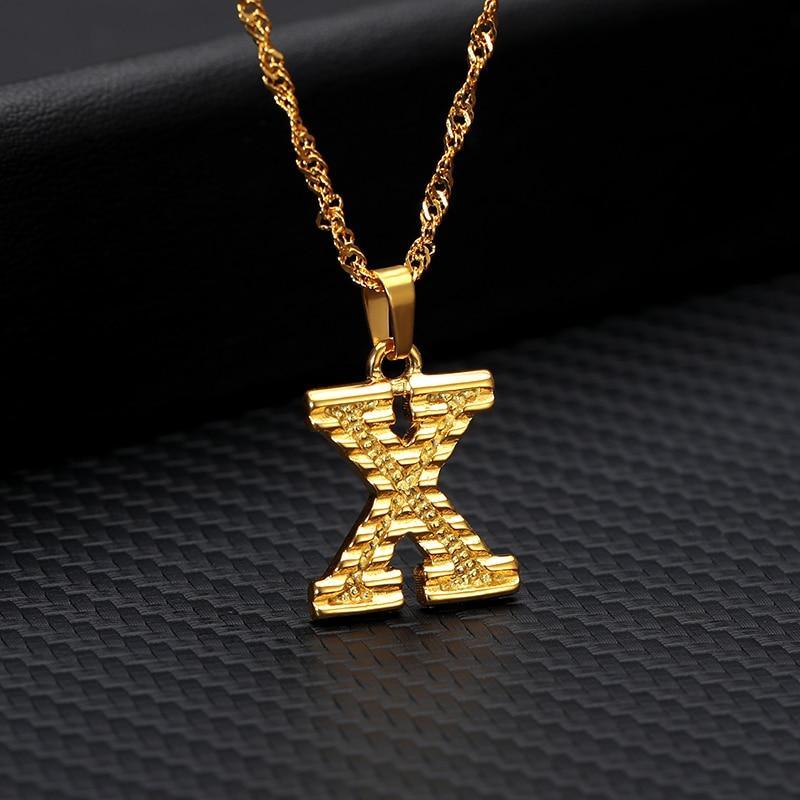 Modern NEW Luxury Shiny Tiny Gold Initial Letter Necklace For Women and Man In Jewelry Hip Hop Retro Design