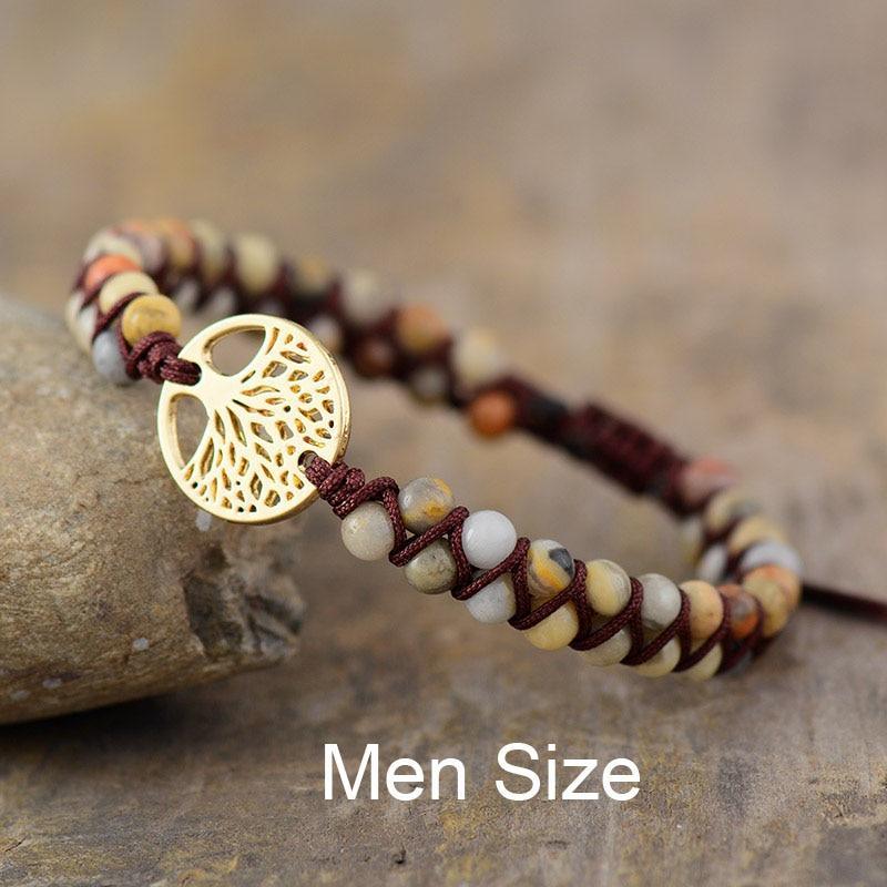 Modern handmade Luxury Tree Charm Bracelets African Japser String Braided Bracelets Lover Jewelry Gift For Men and Women