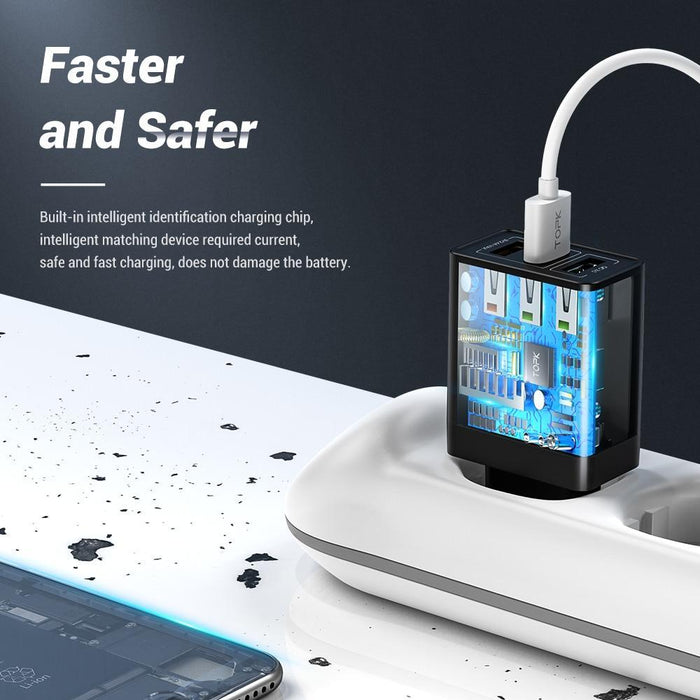 Black Dual Port Quick Charge 3.0 USB Charger QC 3.0 Fast Charging Multi Charger Portable Travel Wall Modern Phone Charger