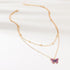 Luxury European Women Butterfly Pendant Necklaces Colorful Rhinestone Gold Chain Simple Choker Necklace