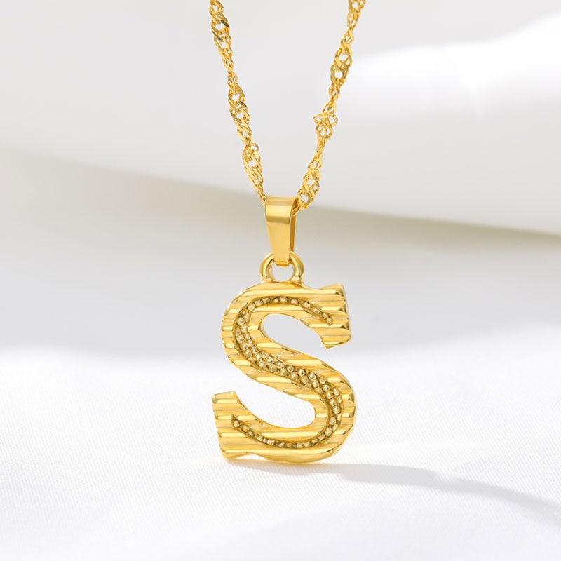 Modern NEW Luxury Shiny Tiny Gold Initial Letter Necklace For Women and Man In Jewelry Hip Hop Retro Design