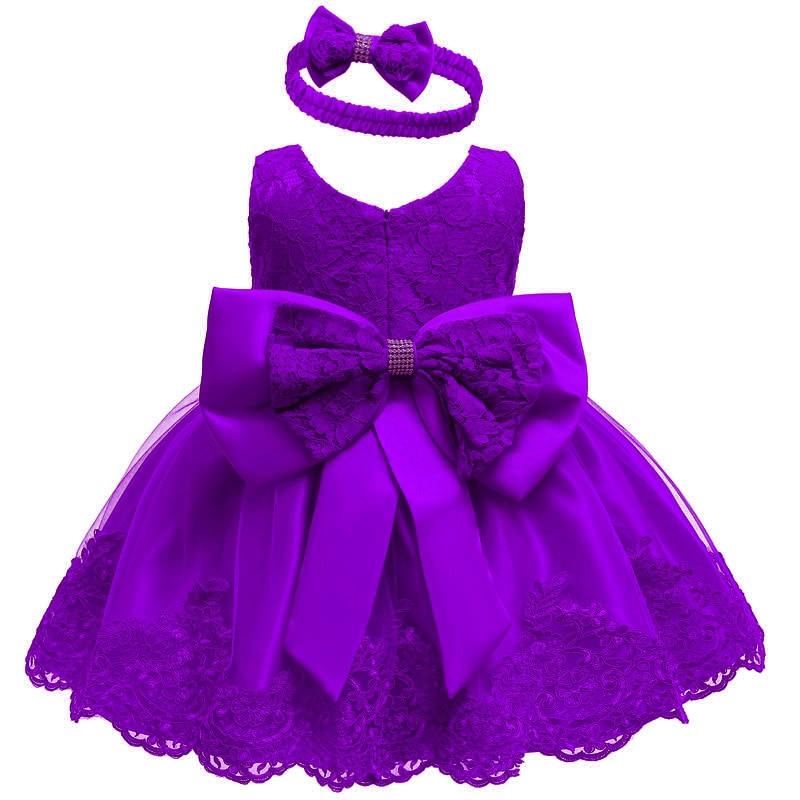 Modern luxury Baby Elegant Baby Girls 1st Year Birthday Dress Halloween Costume Party Dress For Baby And Girls With Big Bow And Modern Unique Colors