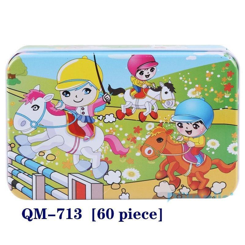 New 60 Pieces Wooden Puzzle Kids Toy Cartoon Animal Wooden Puzzles Child Early Educational Learning Toys for Christmas Gift