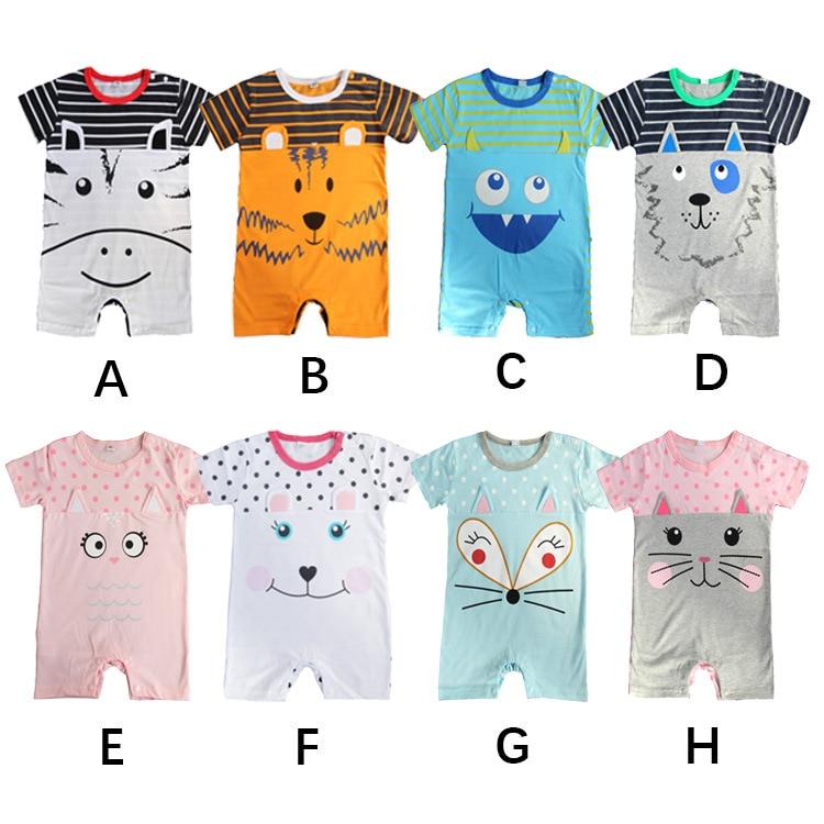 Modern Interesting Newborn Baby Boy and Girl Cartoon Animal Printed Short Sleeve Romper Jumpsuit For Kids