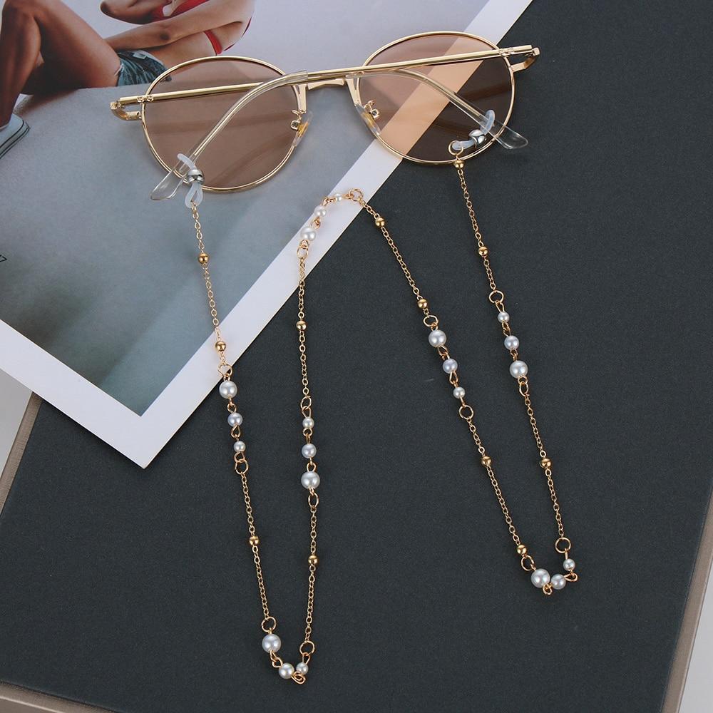 Women Pearls Sunglasses Chains Gold Eyeglasses Chains Sunglasses Holder Necklace Eyewear Accessories