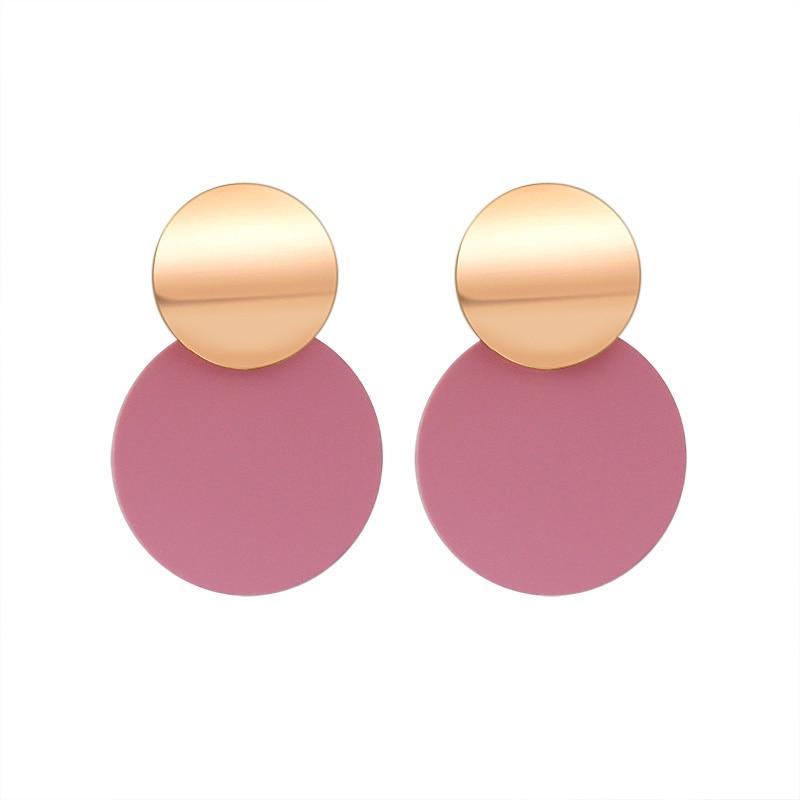 New Modern Korean Statement Round Luxury Earrings For Women Perfect Geometric Elegant Gold Shell Fluff Dangle Drop Earrings