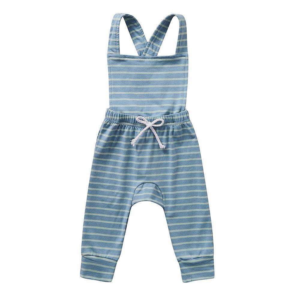 Newborn Baby Girl Boy Backless Striped Ruffle Romper Overalls Jumpsuit Clothes In Retro Syle For Boys And Girls