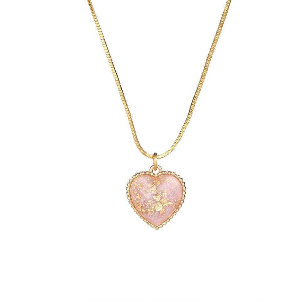 New Romantic Amazing Sweet Cute Colorful Heart Shape Pendant Elegant Link Chain Necklaces Luxury For Women And Girls Wedding Engagement Accessories Jewelry