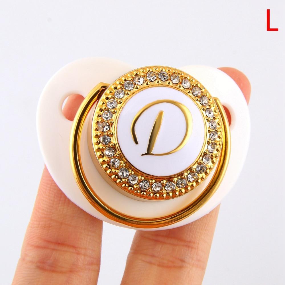 Modern Luxury Diamond Transparent Baby Pacifier Luxury Initials Letter D Bling Pacifier Rhinestone For Baby