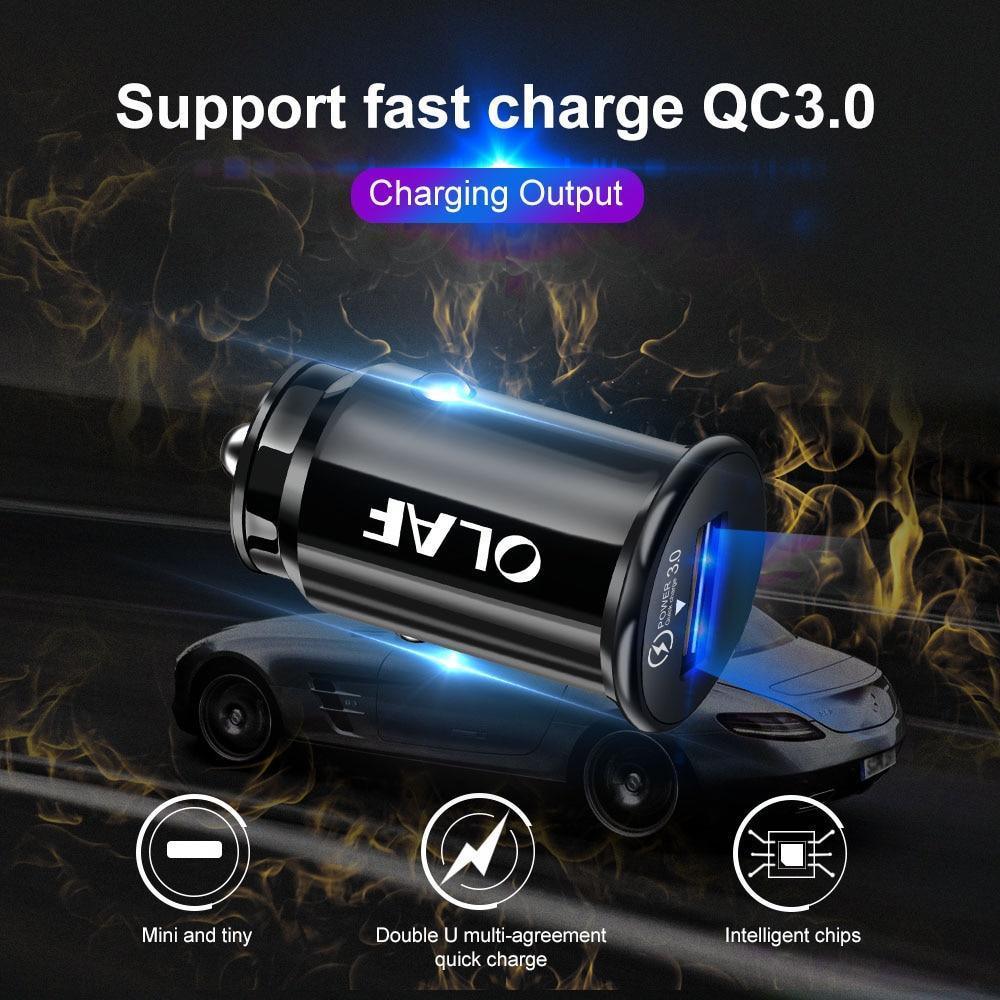 Mini White Quick Charge 3.0 Fast Charging QC 3.0 Car-Charger LED Modern Phone USB Charger Car Accessories