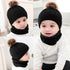 Trend New Toddler Hat Baby Girls and Boys Winter Warm Knitted Wool Hemming Hat Beanie Cap and Warm Scarf