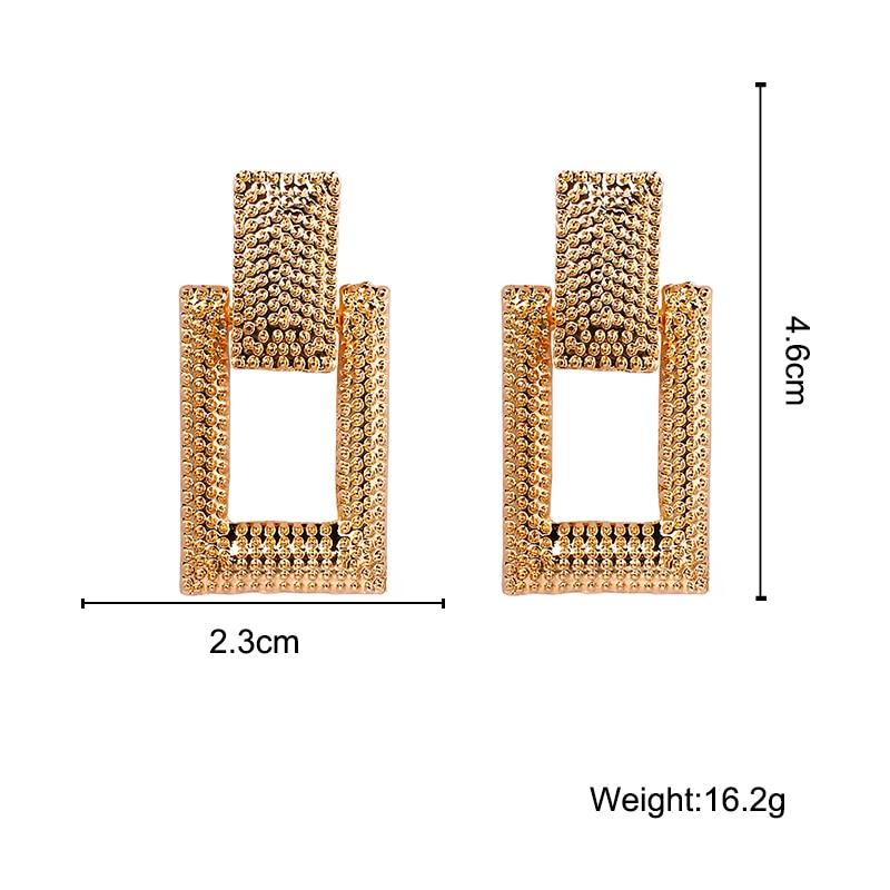 Fashion Elegant Geometric Earring For Women Luxury Gold Color Metal Jewelry Epic Exaggeration Punk Big Long Rectangle Earrings