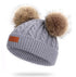 New Fashion Children Winter Hats Baby Kids Girl Solid Knitted Beanies Caps Hair thick ball And Modern Gloves