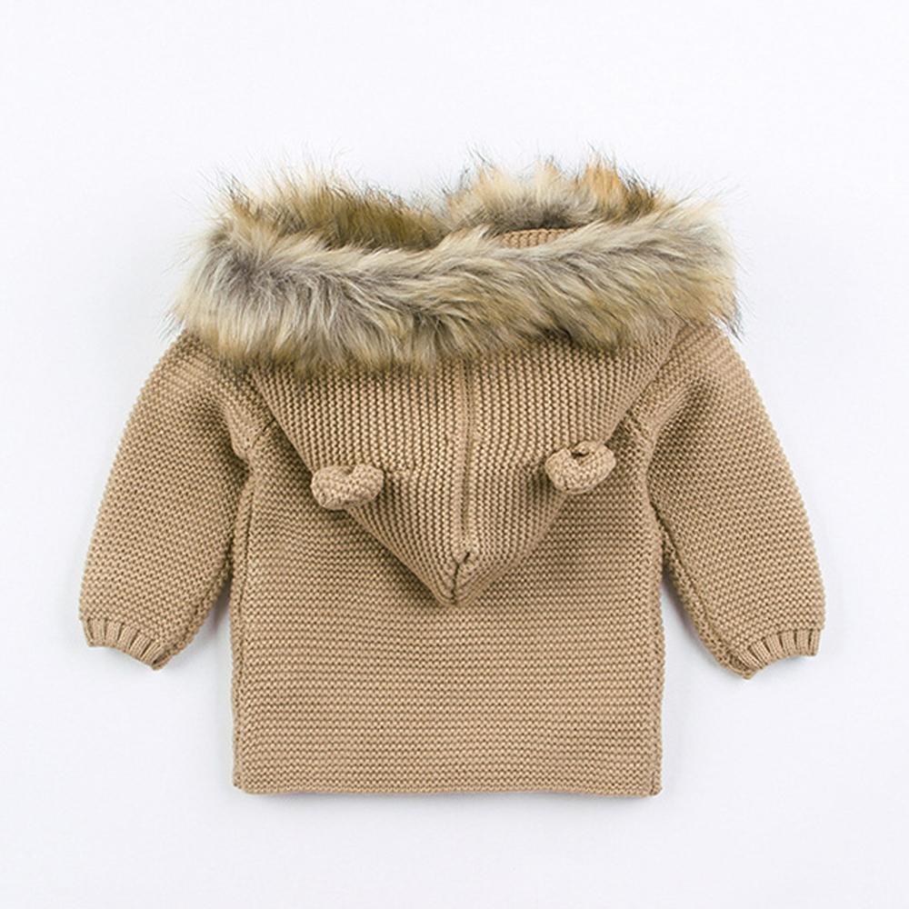 Warm Winter Luxury Newborn Baby Boy Girl Knitted Buttons Hooded Jacket Coat In Modern Design