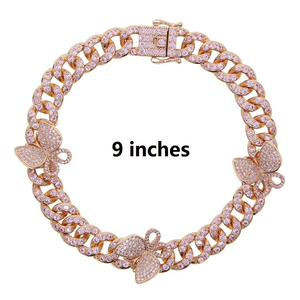 Luxury Chain Brecelet For Leg Sose Silver Color Cuban Style For Anklet Butterfly Jewelry Design