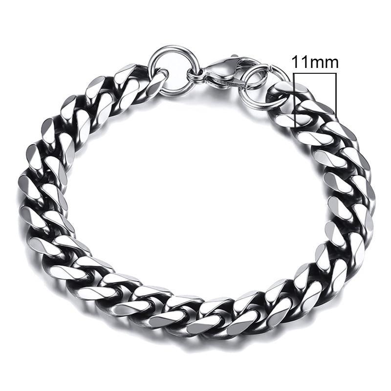 Luxury Popular Mens Simple 3-11mm Stainless Steel Curb Cuban Link Chain Bracelets for Women and Men Unisex Wrist Jewelry Brecelet