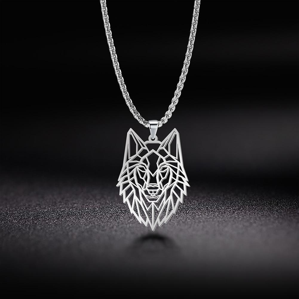 Amazing Wolf Animal Necklace 316L Stainless Steel Forest Animals Luxury For Men Elegant Necklace Hollow Cut Out Pendant Jewelry Gift For Women