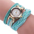 Fashion Casual Gold Quartz Women Rhinestone Watch Braided Leather Bracelet Watch Gift Ladies Wristwatch For Ladies  and Women