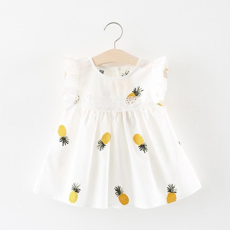 Summer Baby Frill Sleeve Newborn Infant Dresses Cotton Pineapple Sleeveless Toddler Dresses For Girls