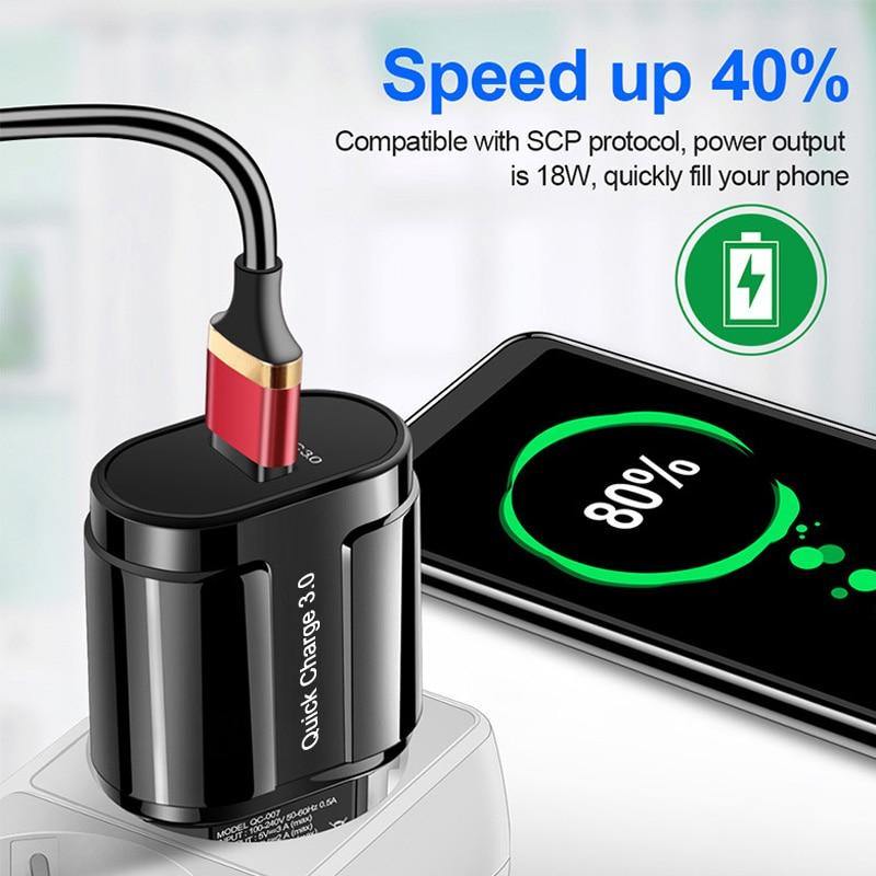 Fast Portable Quick 3.0 USB Charging Powerful Charger EU US Wall Mobile Phone Charger Adapter