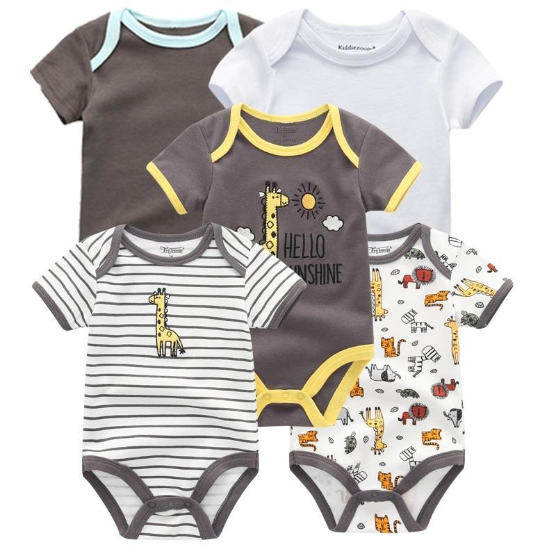 5 PC Baby Summer High Quality Striped Rompers Jumpsuit For Boy & Girls Comfortable Clothes