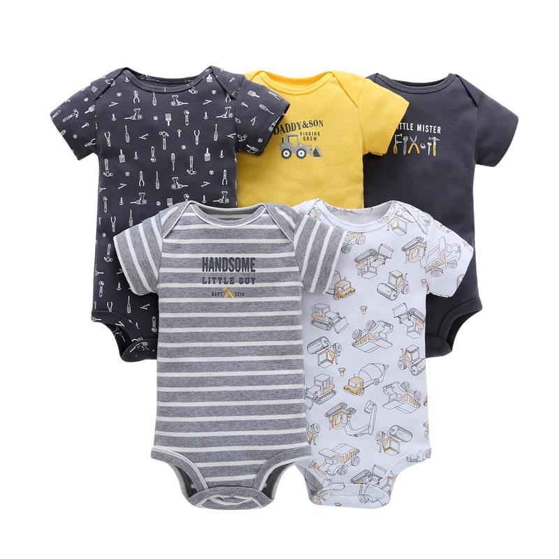 5PCS/SET Baby Bodysuit Newborn Clothes Short Sleeve Cotton Unisex Body Clothing Pajams for Kids