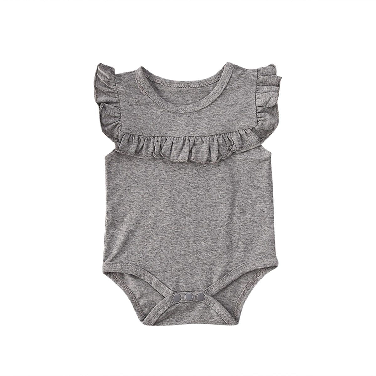 Newborn Baby Girl Clothes Ruffled Sleeveless Bodysuit Solid Playsuit Jumpsuit Outfits For Girls