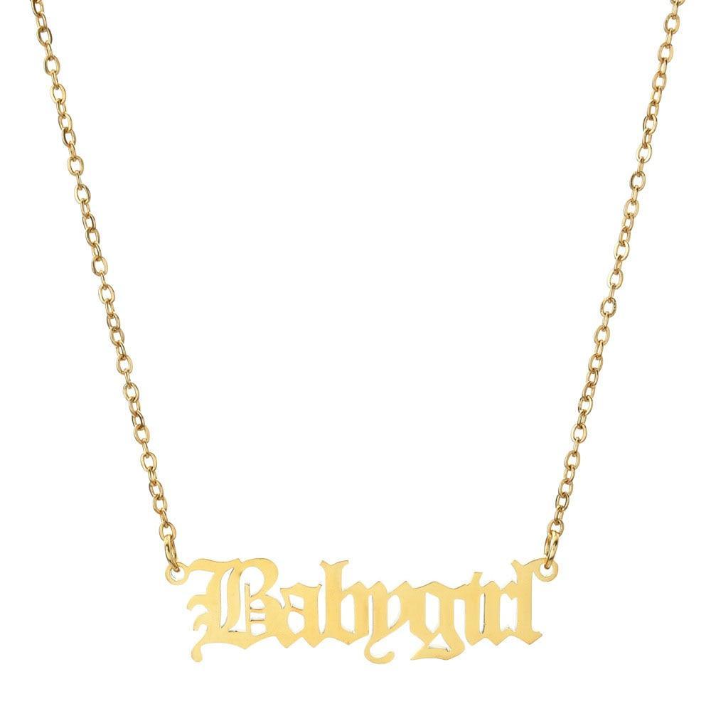 Fashion Baby Girl Word Necklace Unique Luxury Jewelry Perfect Gift For Women In Modern Cool Style